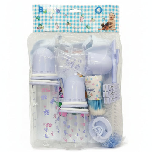 Blue Baby feeding set with 3 feeders and pacifier