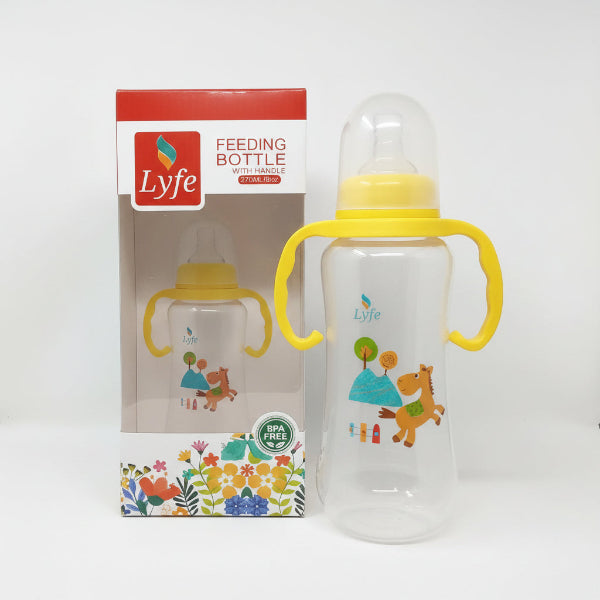 Lyfe feeding bottle 270ml with yellow handles